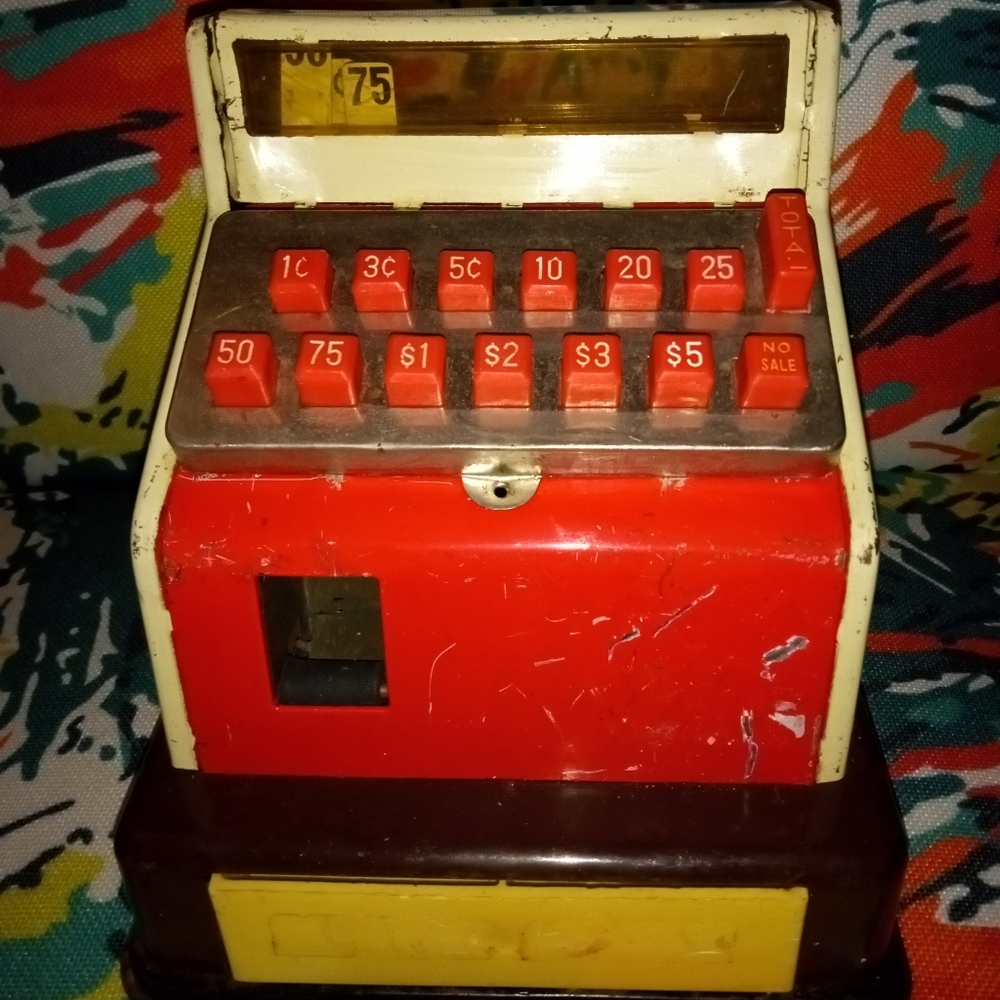 Vintage 1960's Durham Children's Metal Toy Cash Register - Japan